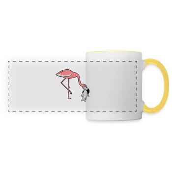 poisson froid faim manger délicieuse bouche sur la nourriture tr - Mug panoramique contrasté et blanc - blanc/jaune - Devant