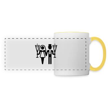 Bridal Pair With Sparkling Wine (Wedding) - Panoramic Mug - white/yellow - Front