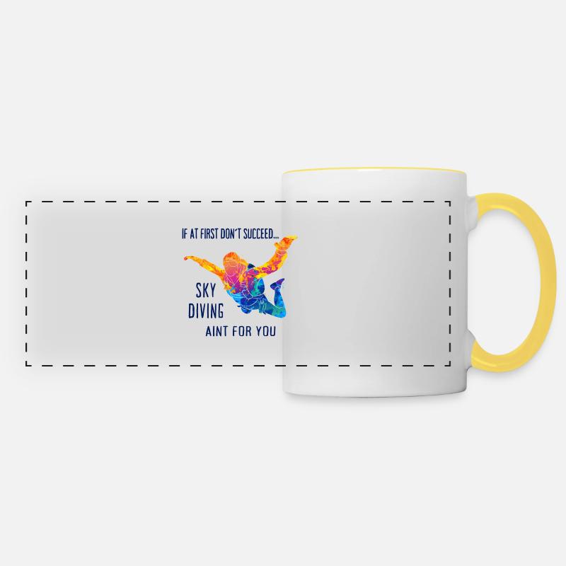 Skydive Skydiver Skydiver Freefall - Panoramic Mug - white/yellow