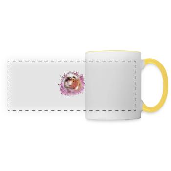 cochons d’Inde, graffitis, cochons d’Inde rosette - Mug panoramique contrasté et blanc - blanc/jaune - Devant
