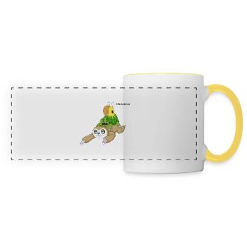 escargot paresseux et tortue - Mug panoramique contrasté et blanc - blanc/jaune - Devant