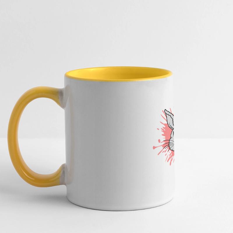 Éclaboussures de couleur gouttes lapin éclaboussures Mug panoramique contrasté et blanc