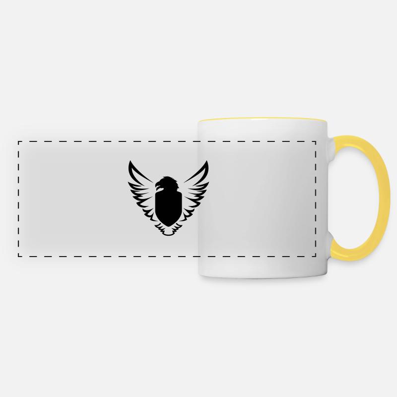 eagle-bird-shield-shield-shild-wing-01 - Panoramic Mug - white/yellow