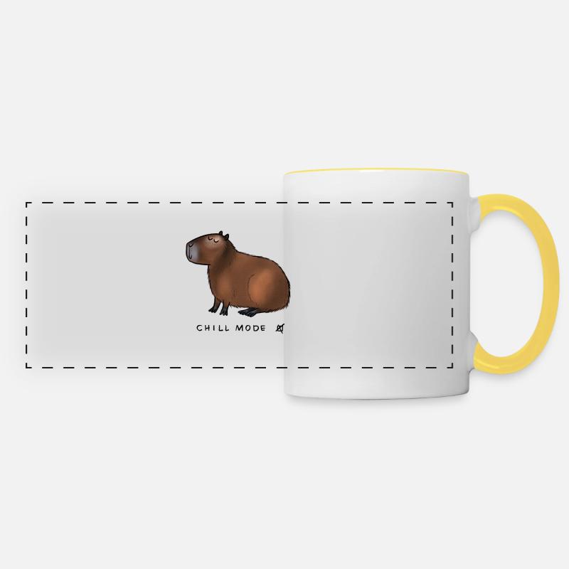 Mode de refroidissement Capybara - Mug panoramique contrasté et blanc - blanc/jaune