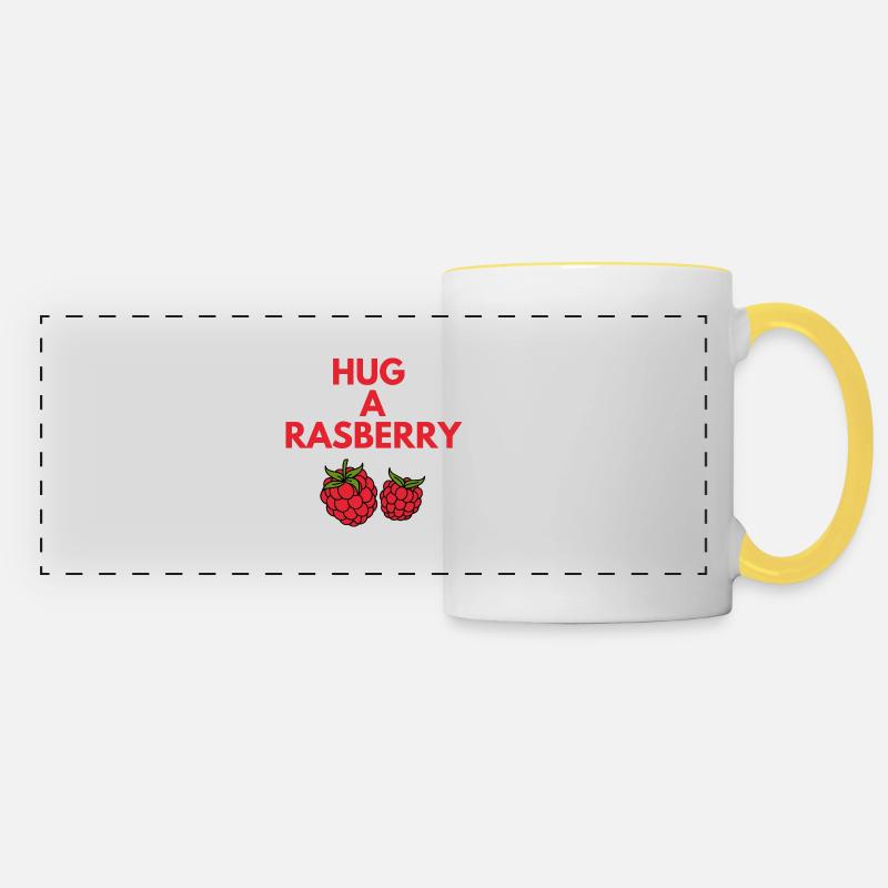 HUG A RASBERRY - Panoramic Mug - white/yellow