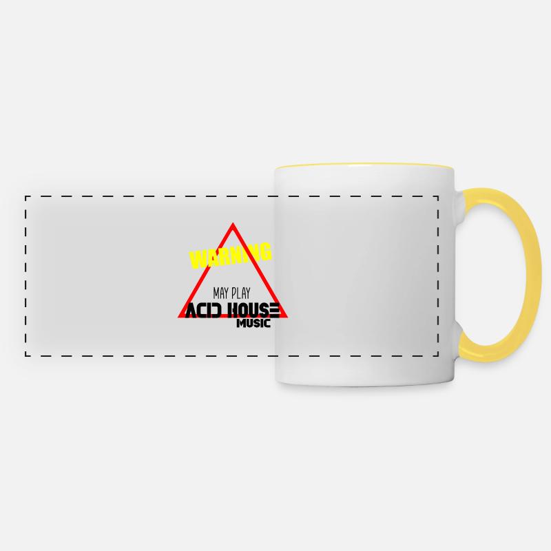 Acid house music warning - Panoramic Mug - white/yellow