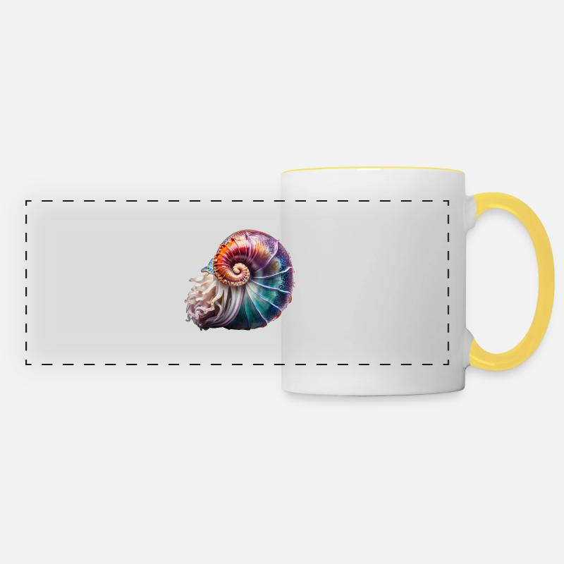 The Nautilus is also called a pearl boat - Panoramic Mug - white/yellow