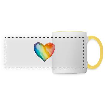 Regenbogen-Herz - Panoramatasse - Weiß/Gelb - Vorne