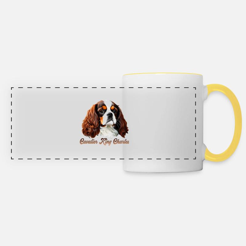 Cavalier King Charles CKC - Mug panoramique contrasté et blanc - blanc/jaune