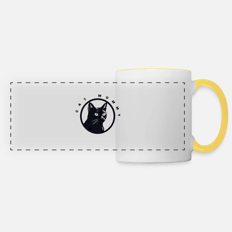 Maman chat - Mug panoramique contrasté et blanc - blanc/jaune