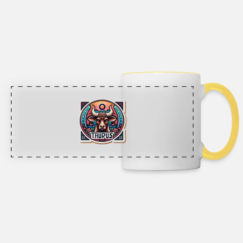 Zodiaque Taureau - Mug panoramique contrasté et blanc - blanc/jaune