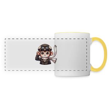 Pilote de singe mignon - Mug panoramique contrasté et blanc - blanc/jaune - Devant