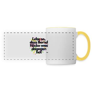 Vivre de telle sorte que Höcke ait quelque chose contre - Mug panoramique contrasté et blanc - blanc/jaune - Devant