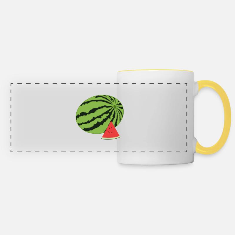 Pastèque heureuse - Mug panoramique contrasté et blanc - blanc/jaune