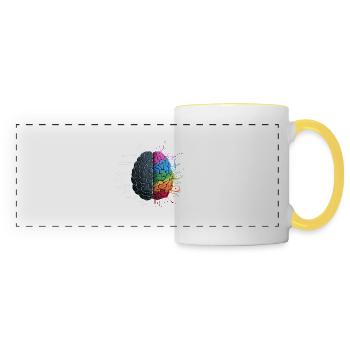 Cerveau équilibré : la logique rencontre l’art - Mug panoramique contrasté et blanc - blanc/jaune - Devant