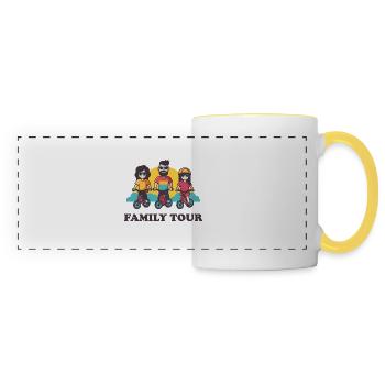 Visite en famille - Mug panoramique contrasté et blanc - blanc/jaune - Devant