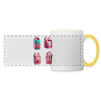 kawaii erdbeere milch karton - Panoramatasse - Weiß/Gelb - Vorne