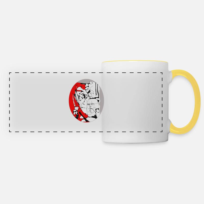 Freedom of interpretation 4 - Panoramic Mug - white/yellow