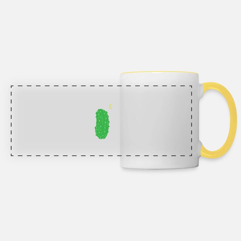 Dill with it! Lustig Spruch Gurke Cool Geschenk - Panoramatasse - Weiß/Gelb