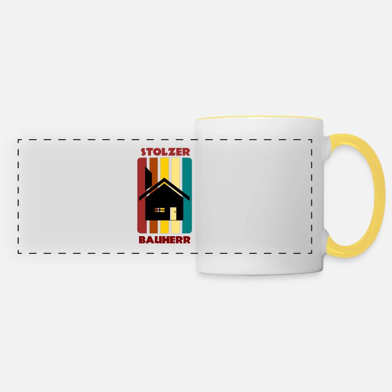 Proud builder / house construction / gift - Panoramic Mug - white/yellow