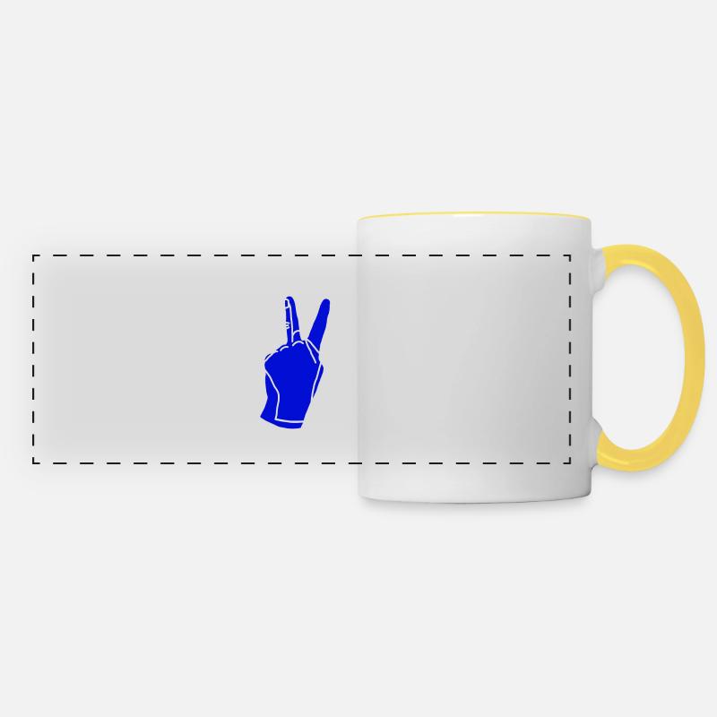 peace blue - Panoramic Mug - white/yellow