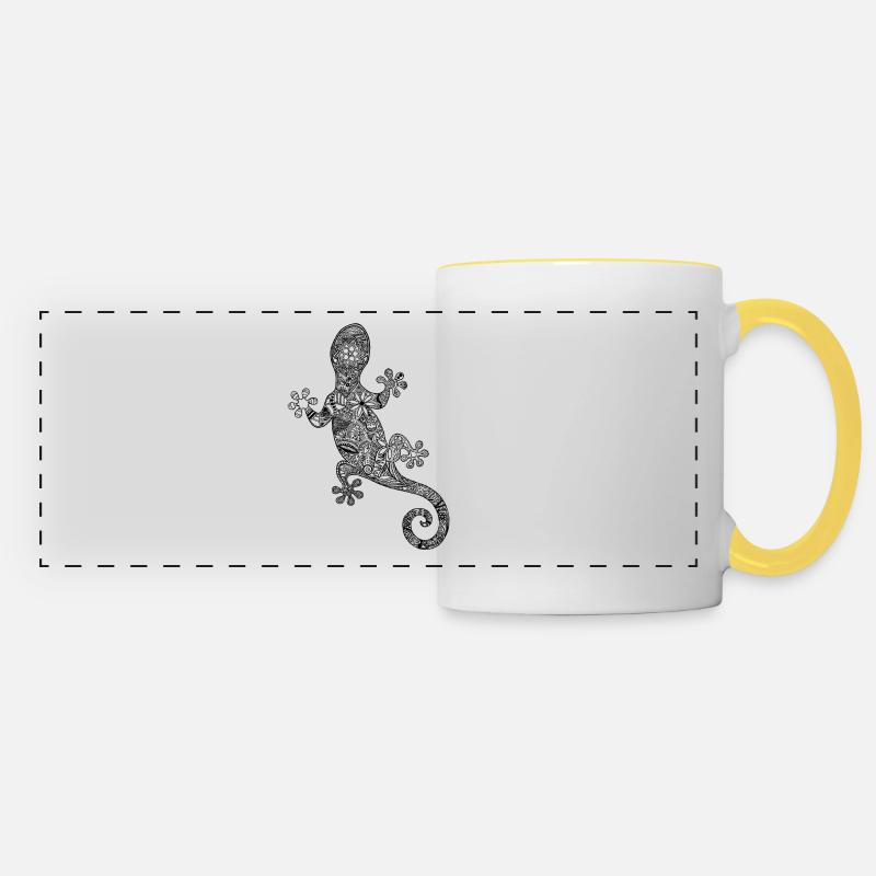 Gecko black - Panoramic Mug - white/yellow