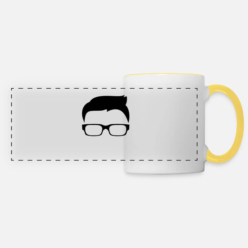 Man head glasses super brain gift idea - Panoramic Mug - white/yellow
