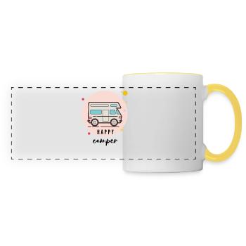 happy camper- Van Life- travel campervan t-shirt - Panoramic Mug - white/yellow - Front
