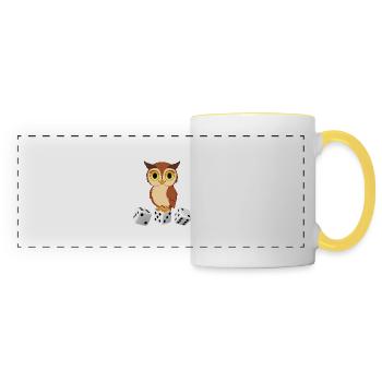 Je Peux Pas J'ai Cul de Chouette - Mug panoramique contrasté et blanc - blanc/jaune - Devant