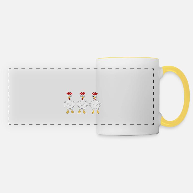 Shirt - chickens do not feel like it. Buck Bock Bock - Panoramic Mug - white/yellow