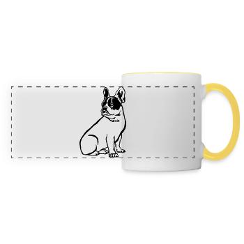 Français Bulldog - Mug panoramique contrasté et blanc - blanc/jaune - Devant