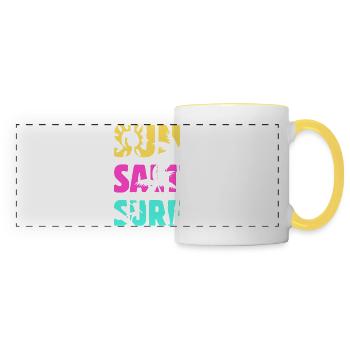 Été de surf salé au soleil - Mug panoramique contrasté et blanc - blanc/jaune - Devant