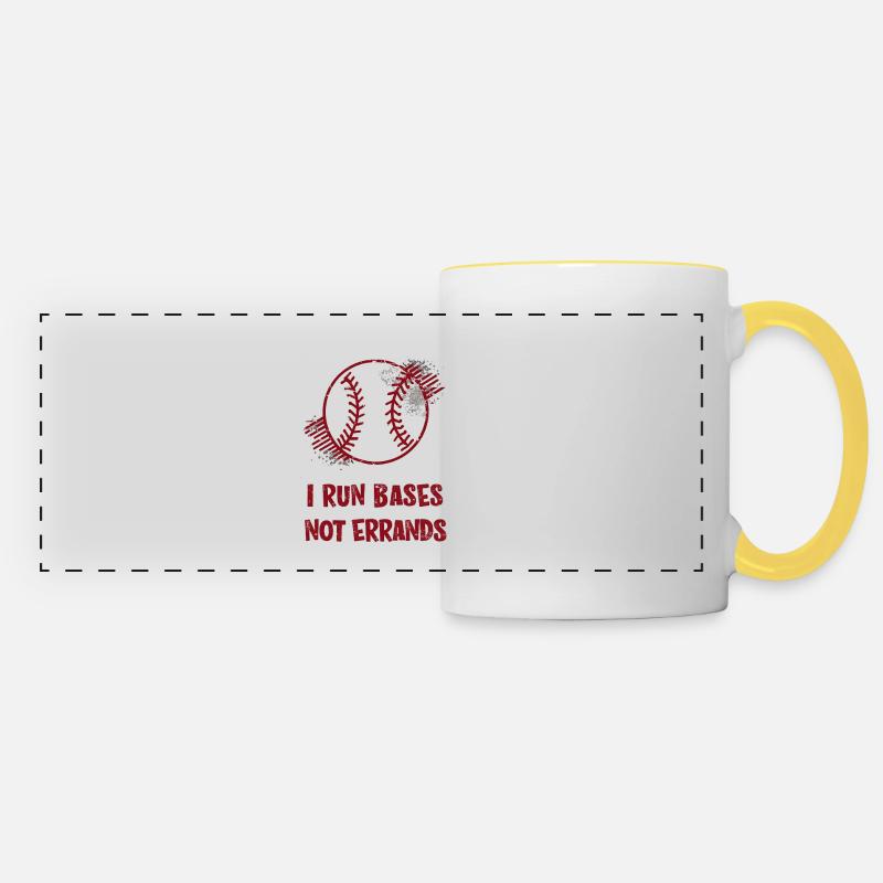 I Run Bases Not Errands Baseball - Panoramic Mug - white/yellow