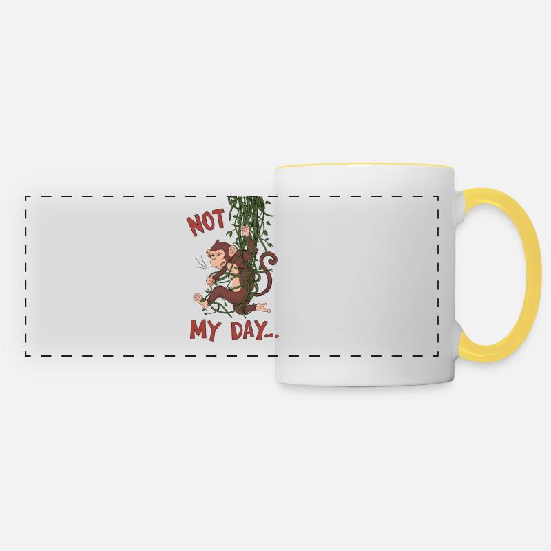 Not My Day Monkey - Panoramic Mug - white/yellow