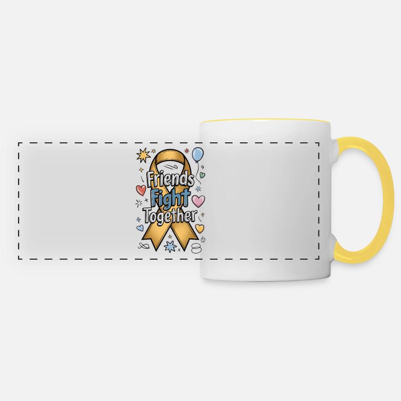 Des amis se battent ensemble - Mug panoramique contrasté et blanc - blanc/jaune