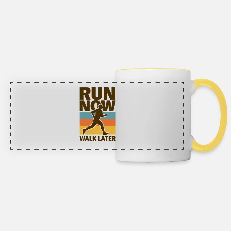 Courir maintenant Marcher plus tard - Mug panoramique contrasté et blanc - blanc/jaune