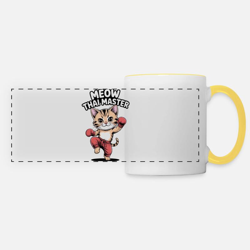 Kitten Karate Master Design - Panoramic Mug - white/yellow