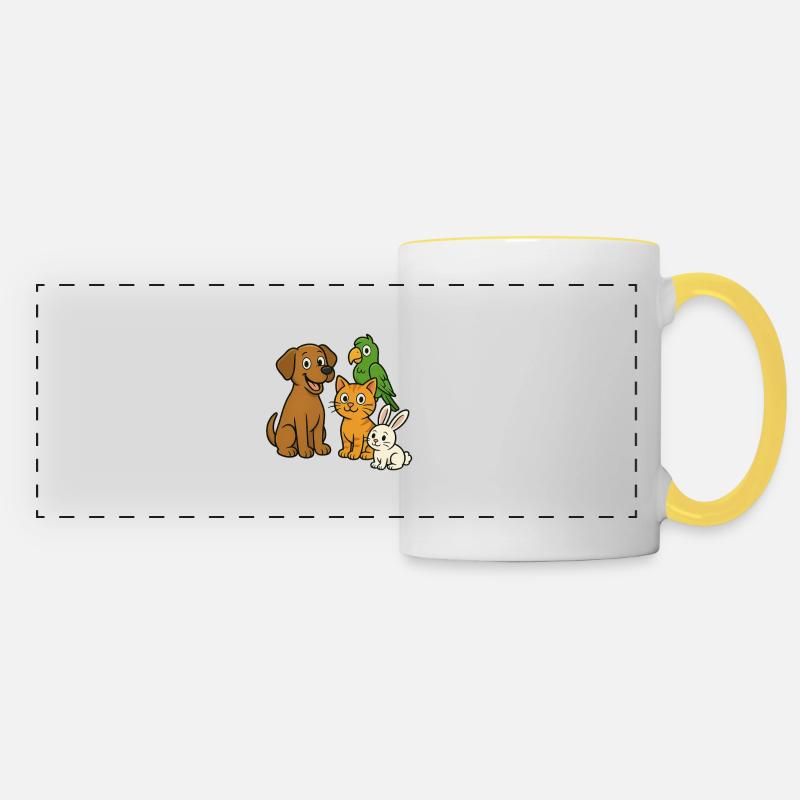 Animal lovers - Panoramic Mug - white/yellow