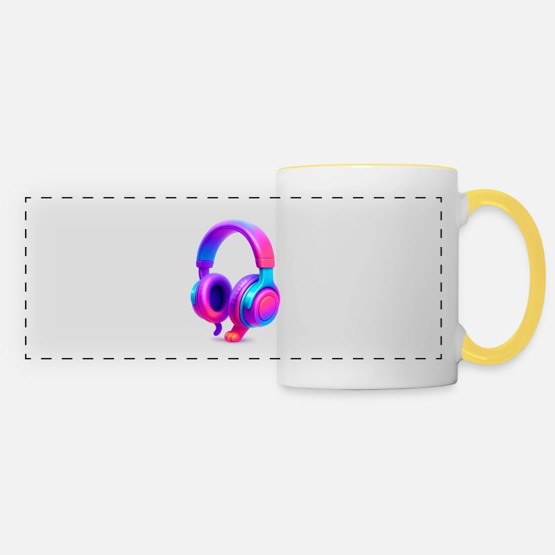 Casque Neon Gradient - Mug panoramique contrasté et blanc - blanc/jaune