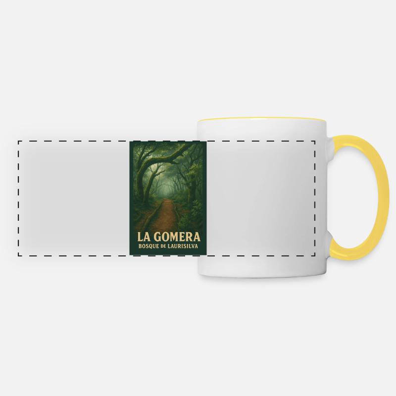 La Gomera Laurisilva Forest Trail - Panoramic Mug - white/yellow