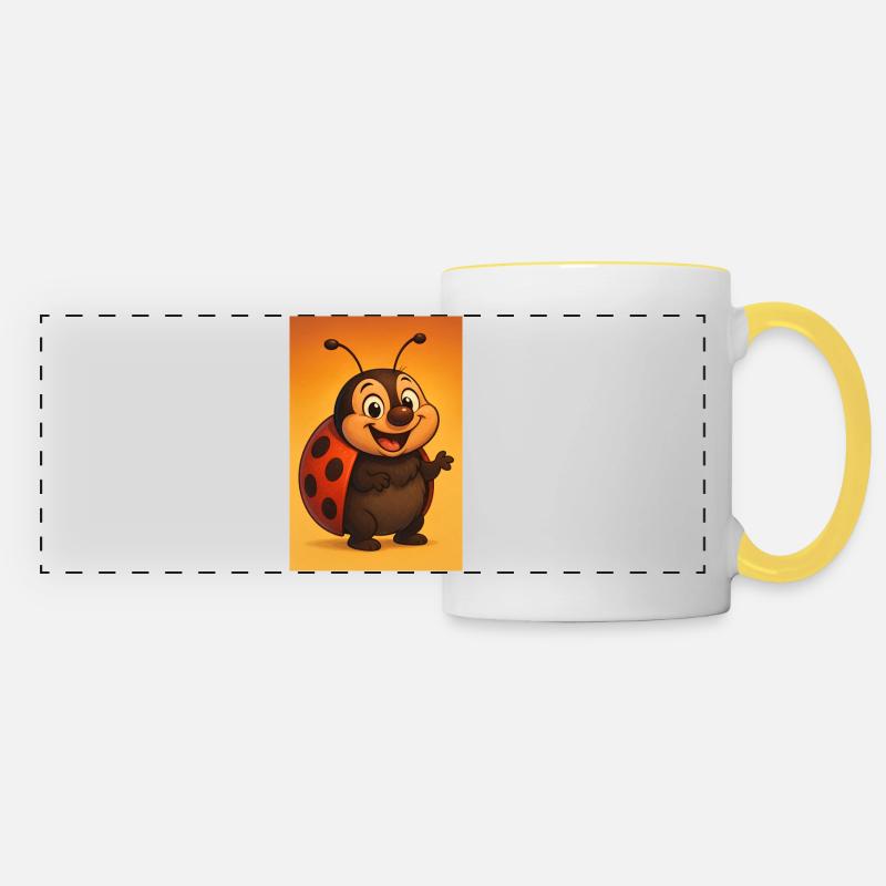 Laughing ladybug at sunset - Panoramic Mug - white/yellow