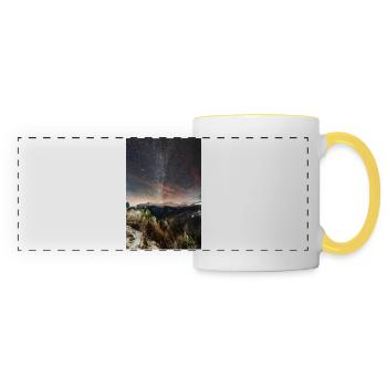 La Voie lactée au-dessus des montagnes Agrafa - Mug panoramique contrasté et blanc - blanc/jaune - Devant