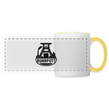 Silhouette industrielle de Ruhrpott - Mug panoramique contrasté et blanc - blanc/jaune - Devant