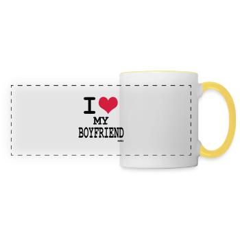 i love my boyfriend by wam - Panoramatasse - Weiß/Gelb - Vorne