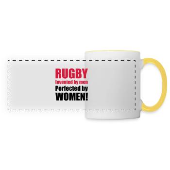 women_02 - Mug panoramique contrasté et blanc - blanc/jaune - Devant