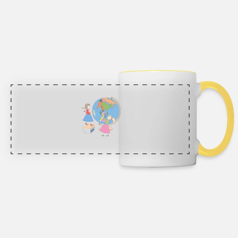 Début d’école - Mug panoramique contrasté et blanc - blanc/jaune