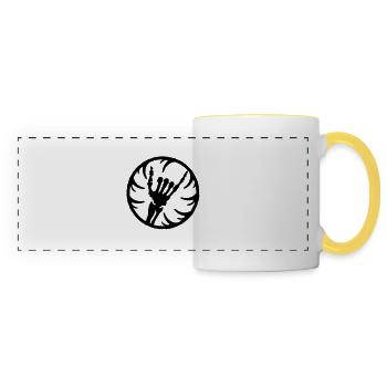hang_l_new_vec_1fr - Mug panoramique contrasté et blanc - blanc/jaune - Devant