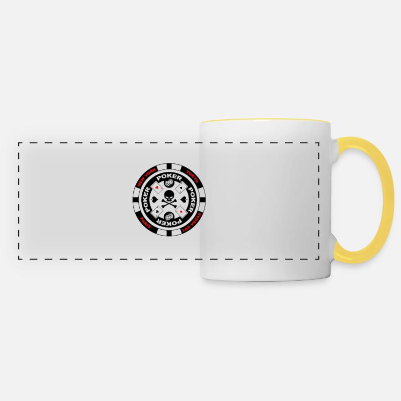poker team design 3 - Mug panoramique contrasté et blanc - blanc/jaune