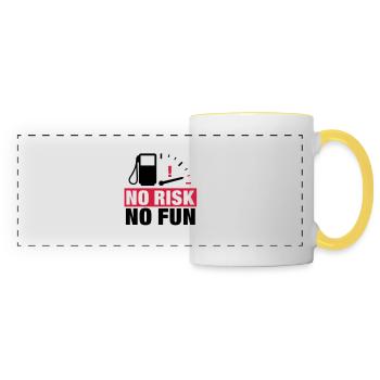 no_risk_no_fun__f2 - Panoramic Mug - white/yellow - Front