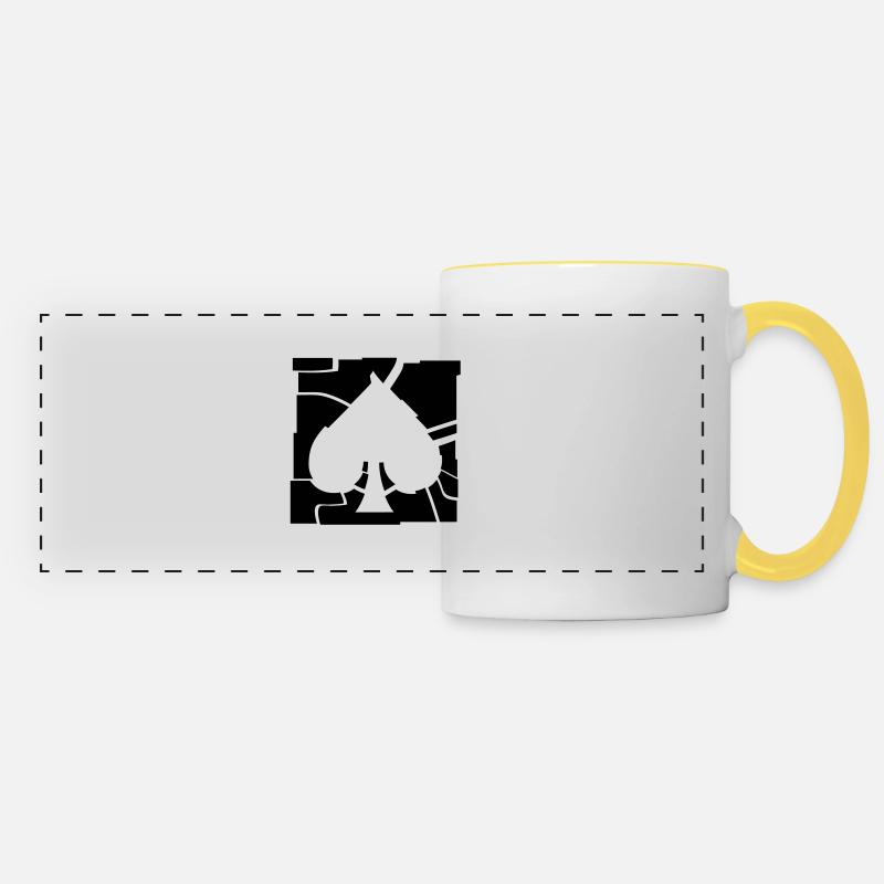 poker_logo_g1 - Mug panoramique contrasté et blanc - blanc/jaune